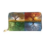 MMSJSBVY Portafoglio colorato delle donne del mondo sottomarino, portafoglio in pelle con zip, pochette lunga, Quattro stagioni albero della vita, Taglia unica