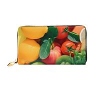 MMSJSBVY Portafoglio da donna in pelle con cerniera, motivo canguro e zoo, pochette lunga, Arcobaleno di frutta, Taglia unica