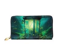 MMSJSBVY Portafoglio da donna in pelle con cerniera, motivo canguro e zoo, pochette lunga, Firefly e Lanterna, Taglia unica