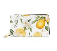 MMSJSBVY Portafoglio da donna in pelle con cerniera, motivo canguro e zoo, pochette lunga, Limoni tropicali freschi, Taglia unica