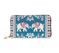 MMSJSBVY Portafoglio da donna in pelle con cerniera, motivo canguro e zoo, pochette lunga, Motivo elefante., Taglia unica