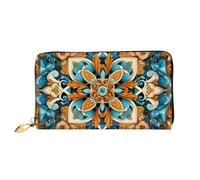 MMSJSBVY Portafoglio da donna in pelle con cerniera, motivo canguro e zoo, pochette lunga, Motivo floreale., Taglia unica