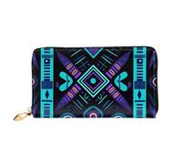 MMSJSBVY Portafoglio da donna in pelle con cerniera, motivo canguro e zoo, pochette lunga, Motivo geometrico etnico., Taglia unica