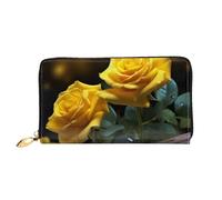 MMSJSBVY Portafoglio da donna in pelle con cerniera, motivo mano zombie scuro, per Halloween, pochette lunga, Belle Rose Gialle, Taglia unica