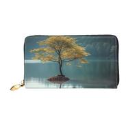 MMSJSBVY Portafoglio da donna Peaceful Lake and A Tree, portafoglio in pelle con cerniera, pochette lunga, Lago tranquillo e un albero, Taglia unica