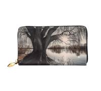 MMSJSBVY Portafoglio da donna Peaceful Lake and A Tree, portafoglio in pelle con cerniera, pochette lunga, Albero Vecchio Di Lago, Taglia unica