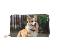 MMSJSBVY Portafoglio da donna Peaceful Lake and A Tree, portafoglio in pelle con cerniera, pochette lunga, Cane Corgi, Taglia unica