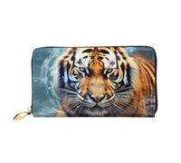 MMSJSBVY Portafoglio da donna Peaceful Lake and A Tree, portafoglio in pelle con cerniera, pochette lunga, Cool Tiger, Taglia unica
