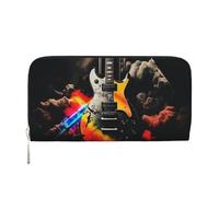 MMSJSBVY Portafoglio lungo con pittura a olio drago cinese per donna portafoglio con cerniera in pelle grande capacità portafoglio frizione con scomparti per carte di credito, Musica Rock, One Size