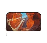 MMSJSBVY Portafoglio lungo da donna con coccarda coniglietto in pelle con cerniera, grande capacità, con scomparti per carte di credito, Antelope Canyon, One Size