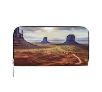 MMSJSBVY Portafoglio lungo da donna in pelle con cerniera, con scimmia, nera, grande capacità, con scomparti per carte di credito, Paesaggio di Monument Valley, taglia unica