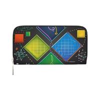 MMSJSBVY Portafoglio lungo da donna in pelle con cerniera, con scimmia, nera, grande capacità, con scomparti per carte di credito, Quiz di matematica, taglia unica