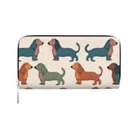 MMSJSBVY Portafoglio lungo da donna in pelle con cerniera portafoglio grande capacità con scomparti per carte di credito, Simpatici cani bassotto, One Size