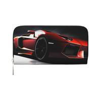 MMSJSBVY Portafoglio lungo per torneo di mountain bike, da donna, in pelle, con cerniera, grande capacità, con scomparti per carte di credito, Auto Sport Speed, One Size