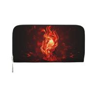 MMSJSBVY Portafoglio lungo per torneo di mountain bike, da donna, in pelle, con cerniera, grande capacità, con scomparti per carte di credito, Fiamma rossa., One Size