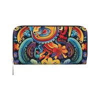 MMSJSBVY Portafoglio lungo per torneo di mountain bike, da donna, in pelle, con cerniera, grande capacità, con scomparti per carte di credito, Messicano, One Size