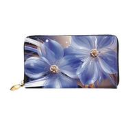 MMSJSBVY Prodotti Donna Borse Scarpe Profumo Portafoglio Donna Portafoglio, Portafoglio in Pelle con Zip, Pochette Lunga, Fiori astratti blu, Taglia unica