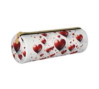 MMSJSBVY Red Beach Reef - Astuccio cilindrico per matite, in pelle, grande capacità, adatto per studenti, ufficio, viaggi, pennelli da trucco, con cerniera, Amore romantico, Taglia unica, Portamonete