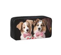 MMSJSBVY Red Beach Reef, astuccio grande capacità, in tessuto Oxford, organizer per cancelleria con cerniera liscia, per scuola, ufficio, viaggi, Romantico amore coppia cane, taglia unica, Beauty Case