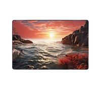 MMSJSBVY Red Beach Reef - Tappetino in flanella 152 x 99 cm, morbido, antiscivolo, assorbente, in memory foam, adatto per salotti, camere da letto, uffici, lavabile