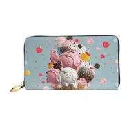 MMSJSBVY Shark in The Sea Portafoglio da donna, in pelle, con cerniera, pochette lunga, Gelato Dolce, Taglia unica