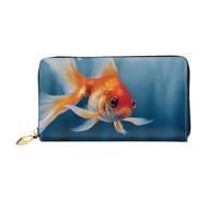 MMSJSBVY Shark in The Sea Portafoglio da donna, in pelle, con cerniera, pochette lunga, Piccoli pesci rossi che nuotano nell'acqua, Taglia unica