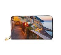 MMSJSBVY Shark in The Sea Portafoglio da donna, in pelle, con cerniera, pochette lunga, Positano Tramonto Mare, Taglia unica