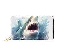 MMSJSBVY Shark in The Sea Portafoglio da donna, in pelle, con cerniera, pochette lunga, Squalo nel mare, Taglia unica