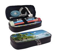 MMSJSBVY Simpatico astuccio natalizio a forma di omino - astuccio resistente di grande capacità, organizer per cancelleria, forniture scolastiche per ufficio, Bella isola nel mare, Taglia unica,