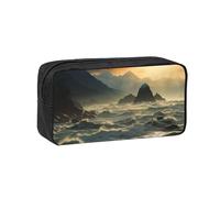 MMSJSBVY Sunset Elephant - Astuccio grande capacità, in tessuto Oxford, con cerniera liscia, per scuola, ufficio, viaggi, Le montagne incontrano il mare, taglia unica, Beauty Case