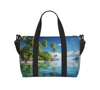 MMSJSBVY Sunset Palm Travel Tote Bag Unisex, borsa da palestra resistente all'acqua, borsa da viaggio con tracolla regolabile di grande capacità, Bella isola nel mare, Taglia unica