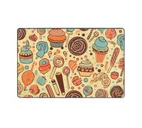 MMSJSBVY Tappetino in flanella con caramelle e dolci, 152 x 99 cm, morbido, antiscivolo, assorbente, in memory foam, adatto per soggiorni/camere da letto/ufficio, tappetino lavabile
