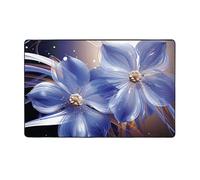 MMSJSBVY Tappetino in flanella con fiori astratti blu, 152 x 99 cm, morbido, antiscivolo, assorbente, in memory foam, adatto per soggiorni/camere da letto/ufficio, tappetino lavabile