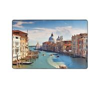 MMSJSBVY Tappeto in flanella Canal Grande in Italia, 152 x 99 cm, morbido, antiscivolo, assorbente, in memory foam, adatto per soggiorno/camera da letto/ufficio, tappetino lavabile