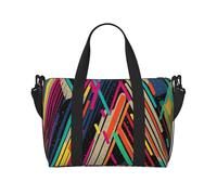 MMSJSBVY The Clocks Theme Gears, borsa da viaggio unisex, resistente all'acqua, borsa da palestra per il fine settimana, borsa da viaggio con tracolla regolabile di grande capacità, Astratto a strisce