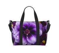 MMSJSBVY The Clocks Theme Gears, borsa da viaggio unisex, resistente all'acqua, borsa da palestra per il fine settimana, borsa da viaggio con tracolla regolabile di grande capacità, Fiore viola