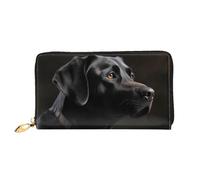 MMSJSBVY The Clocks Theme Gears, portafoglio da donna in pelle con cerniera, pochette lunga, Labrador nero., Taglia unica