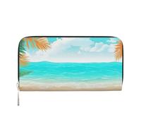 MMSJSBVY Tropical Island, portafoglio lungo da donna, in pelle, con cerniera, grande capacità, con scomparti per carte di credito, Tema tropicale della pianta della spiaggia, taglia unica