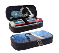 MMSJSBVY Underwater World - Astuccio con delfini e corallo, grande capacità, resistente, organizer per cancelleria, forniture scolastiche e ufficio, Pinguino felice, Taglia unica, Beauty Case