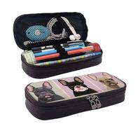 MMSJSBVY Underwater World - Astuccio con delfini e corallo, grande capacità, resistente, organizer per cancelleria, forniture scolastiche e ufficio, Bulldog francese., Taglia unica, Beauty Case