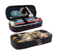 MMSJSBVY Underwater World - Astuccio con delfini e corallo, grande capacità, resistente, organizer per cancelleria, forniture scolastiche e ufficio, Simpatico gatto piccolo, Taglia unica, Beauty Case