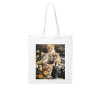 MMSJSBVY Zebra, Tiger Leopard Pink Canvas Tote Bag, grande borsa in tela con stampa a trasferimento termico su entrambi i lati, per shopping, viaggi, regali di lavoro, Simpatico gatto piccolo, Taglia