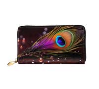 MMSJSBVY Zebra Tiger Leopard Pink Portafoglio da donna in pelle con zip, pochette lunga, Piuma., Taglia unica