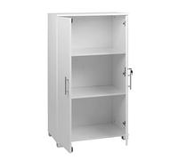 MMT - Armadietto da ufficio, in legno bianco, altezza 120 cm, con serratura, per ufficio, garage, utilità.