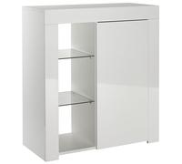MMT Furniture Designs Ltd Credenza moderna bianca lucida - Mobile da soggiorno bianco lucido con luci a LED - Colore: bianco opaco/lucido, piccola