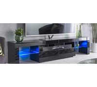 MMT Furniture Designs - Mobile per TV, in legno di ingegneria, 200 x 40 x 45 cm, colore: nero