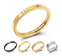MMXX Anelli 2MM/4MM/8MM Personalizzati in Acciaio Inossidabile Incisione Personalizzata Nome Data Fedi Nuziali Semplici Anello di Promessa di Alta Lucidatura per Donne Uomini -2mm Oro