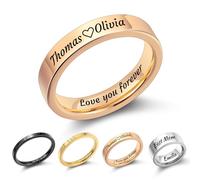 MMXX Anelli 2MM/4MM/8MM Personalizzati in Acciaio Inossidabile Incisione Personalizzata Nome Data Fedi Nuziali Semplici Anello di Promessa di Alta Lucidatura per Donne Uomini -4mm Oro Rosa
