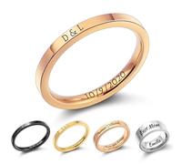 MMXX Anelli 2MM/4MM/8MM Personalizzati in Acciaio Inossidabile Incisione Personalizzata Nome Data Fedi Nuziali Semplici Anello di Promessa di Alta Lucidatura per Donne Uomini -2mm Oro Rosa