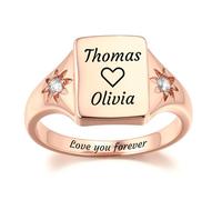 MMXX Anelli Pietra Portafortuna Personalizzati per Donna Anello Promessa Personalizzata Foto Nome Possibilità Incisione Foto Testo Regalo Commemorativo per Amanti Madri (Stile C3 - Taglia 20)
